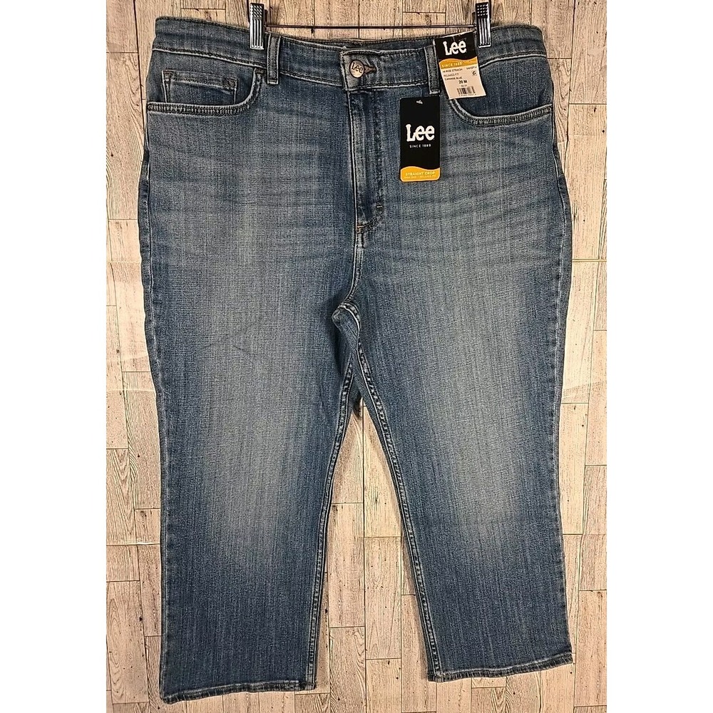 Lee Jeans 20 Crop Hi Rise Straight Relaxed Fit Expanse Blue Light Wash Womens